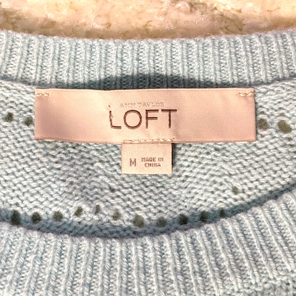 Loft Seafoam Green Knit Pullover Sweater, M - Picture 3 of 7